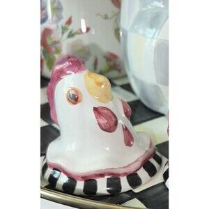 NEW Mackenzie-Childs Ceramic Chicken Rooster Cabinet Knob/Pull with Hardware